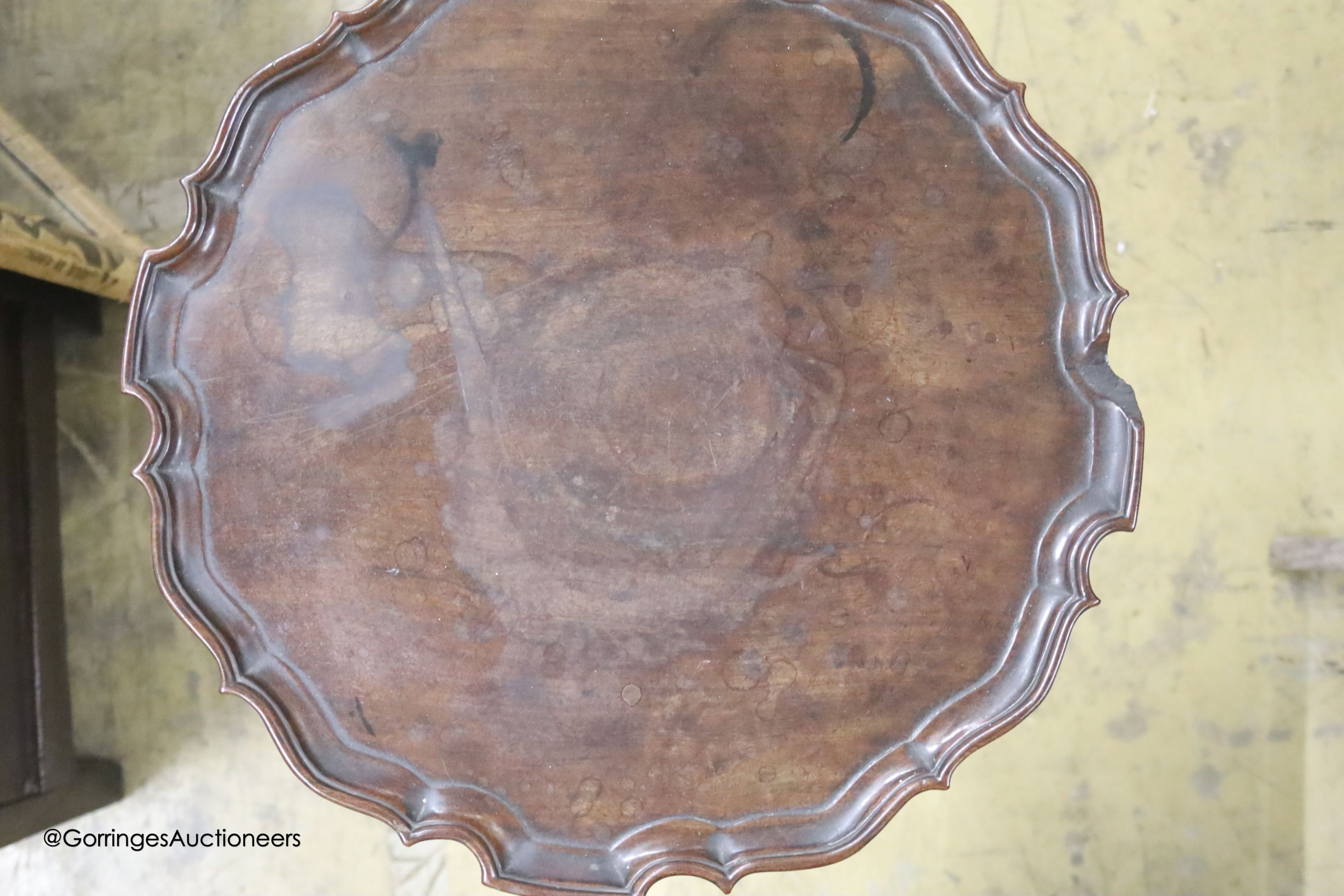 A Victorian and later Chippendale revival mahogany tripod wine table, width 45cm, height 73cm